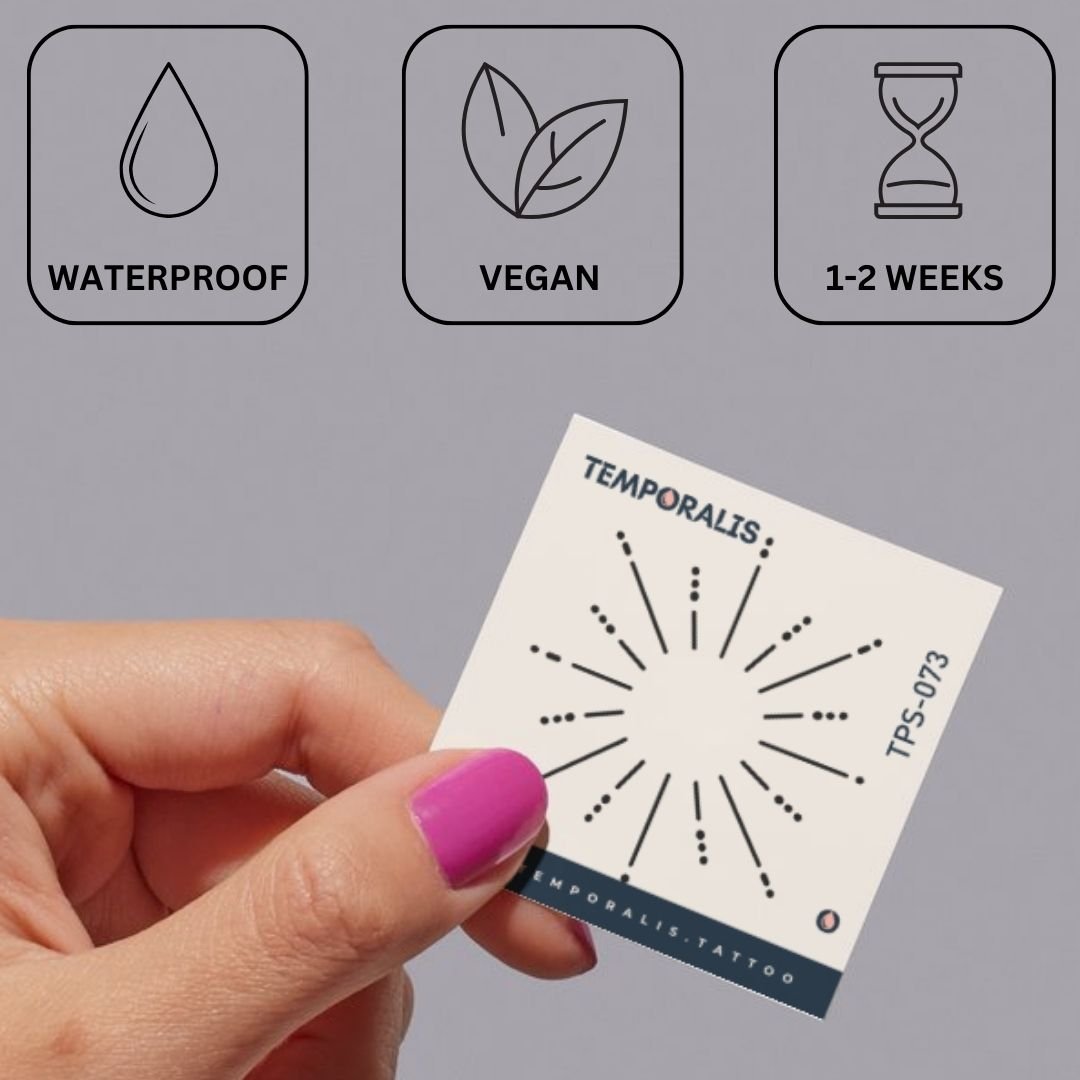 Minimalist geometric sunburst temporary tattoo - 3 | Temporalis