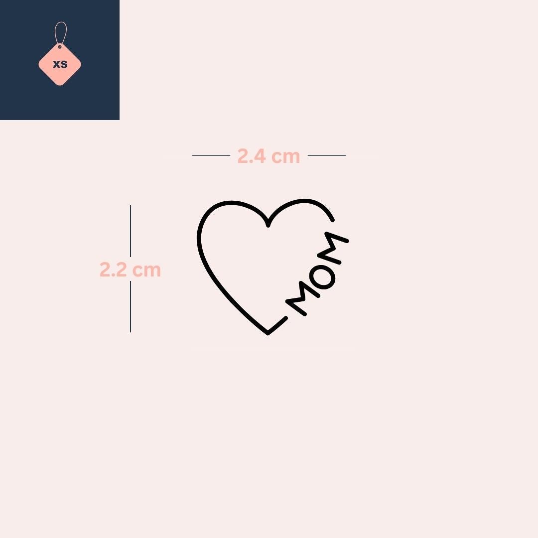 MOM Heart Outline Temporary Tattoo - 4 | Temporalis