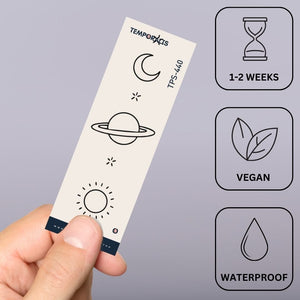 Moon, Saturn and sun temporary tattoo with stars - 3 | Temporalis