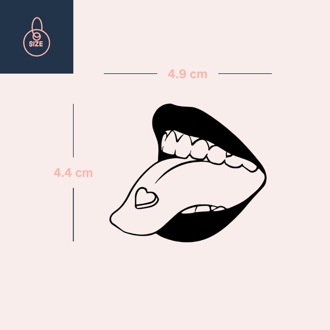 Mouth with tongue out and heart temporary tattoo - 4 | Temporalis