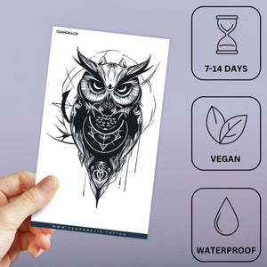 Neo - Traditional Geometric Owl Tattoo - 3 | Temporalis