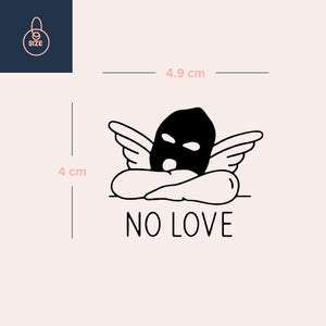 No Love' Masked Angel Temporary Tattoo with Wings 3 - Temporalis
