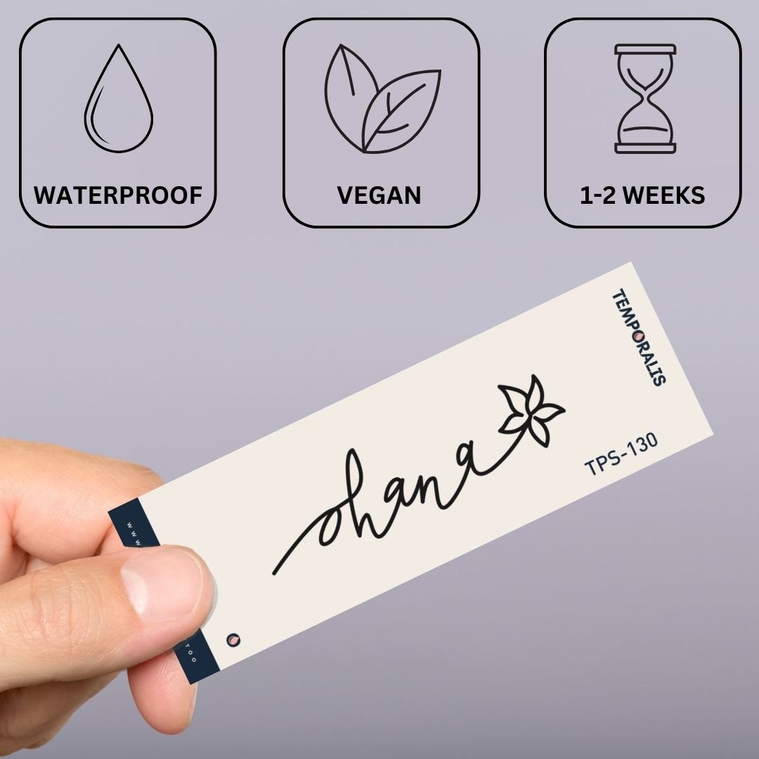 Ohana script temporary tattoo with flower - 3 | Temporalis