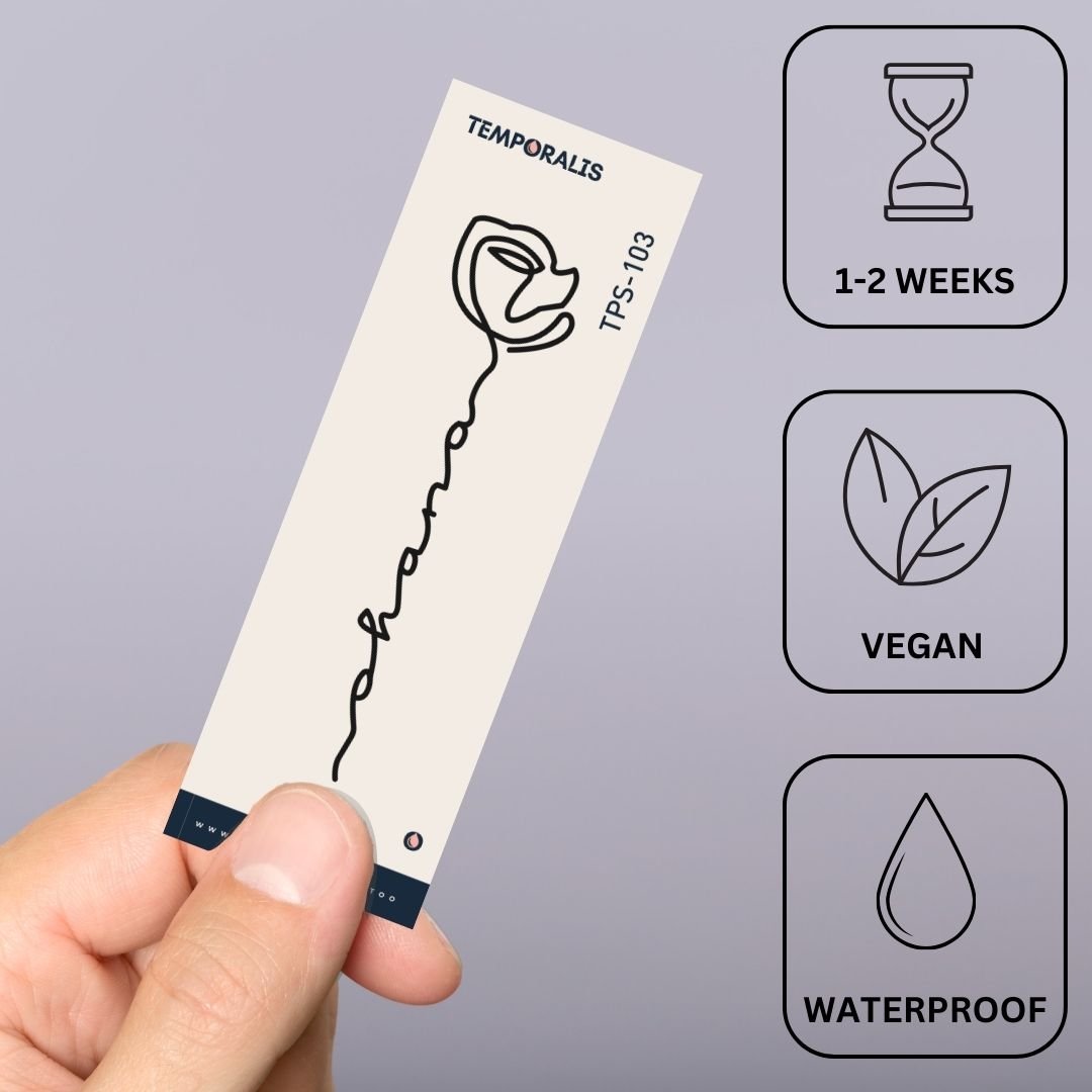 Ohana with Rose Continuous Line Temporary Tattoo - 3 | Temporalis