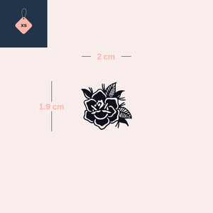 Old school rose temporary tattoo with leaves - 4 | Temporalis