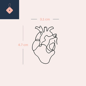 One - line anatomical heart temporary tattoo - 4 | Temporalis