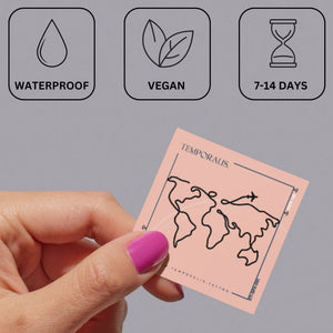 One - line world map and airplane temporary tattoo - 3 | Temporalis