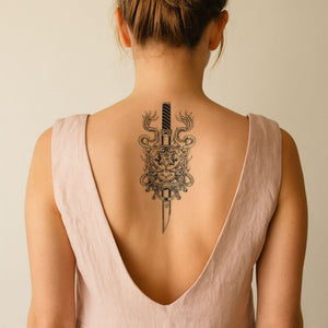 Oni Mask & Katana Temporary Tattoo - 1 | Temporalis