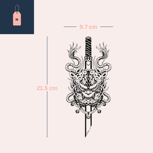 Oni Mask & Katana Temporary Tattoo - 4 | Temporalis