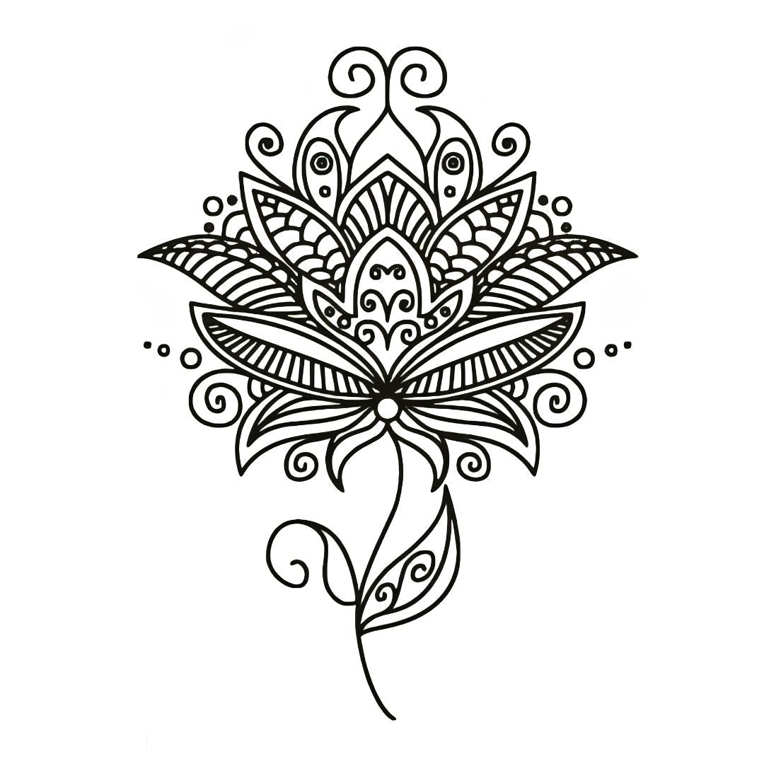 Ornamental Lotus Flower Tattoo - 2 | Temporalis