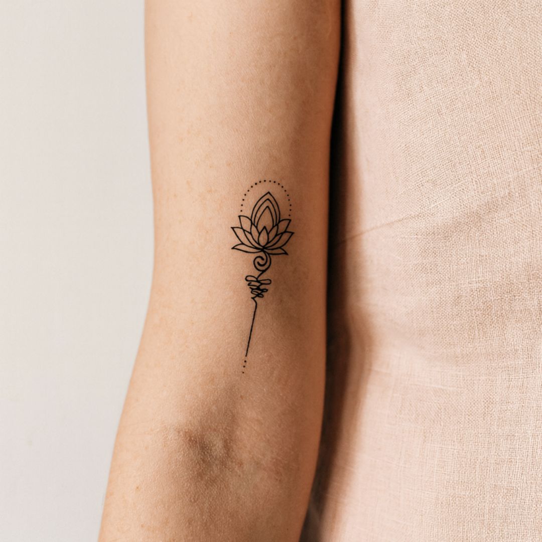 Ornamental Lotus Temporary Tattoo – Fine Line & Dotwork - 1 | Temporalis