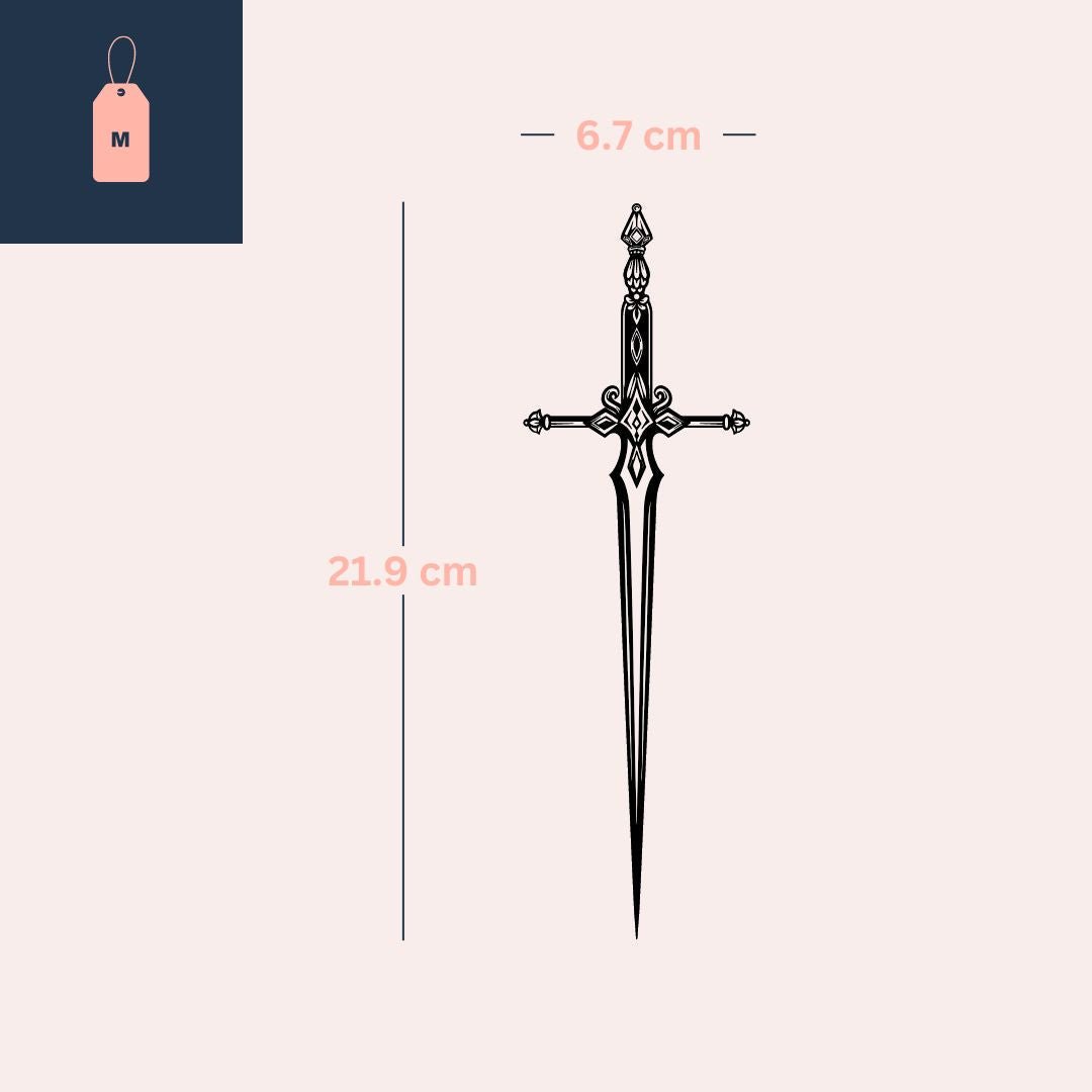 Ornamental sword temporary tattoo, fine line - 4 | Temporalis