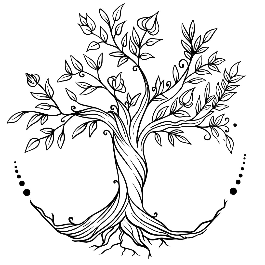Ornamental tree with roots temporary tattoo - 2 | Temporalis