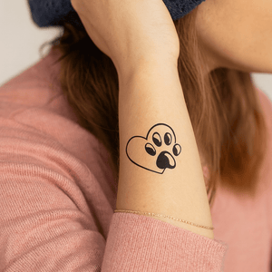 Paw print in a heart - temporary tattoo - 1 | Temporalis