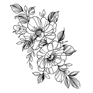 Peonies with leaves temporary tattoo - 2 | Temporalis