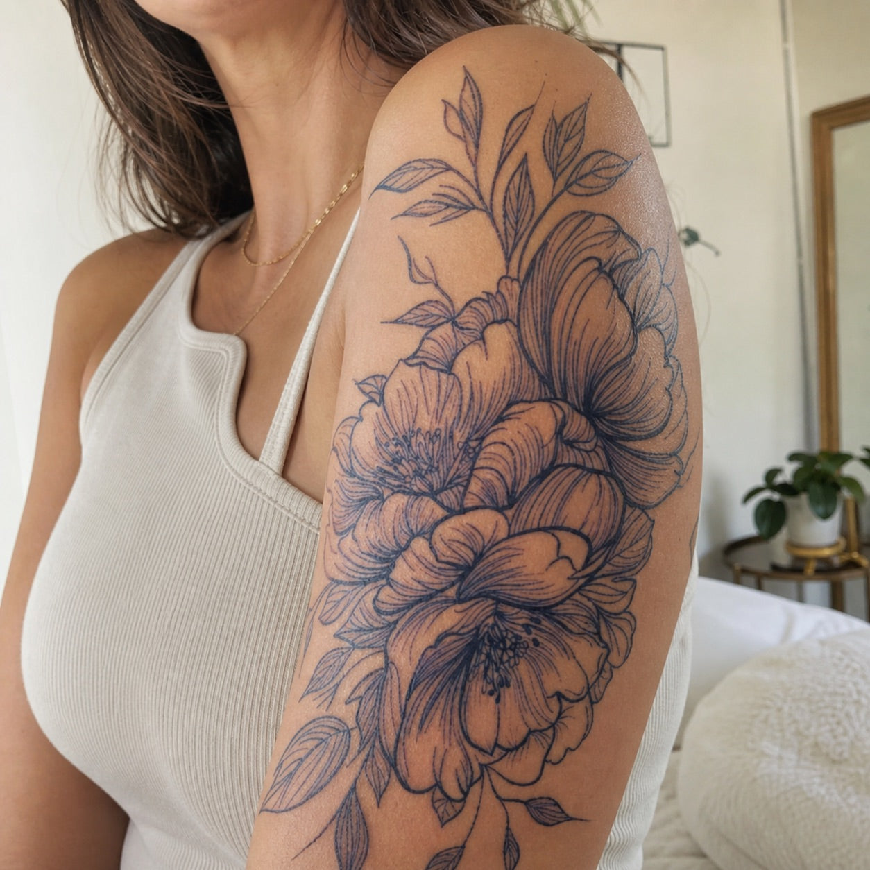 Peony Bouquet Tattoo - 1 | Temporalis