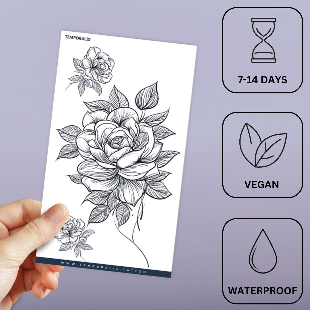 Peony Rose Bouquet Tattoo - 3 | Temporalis