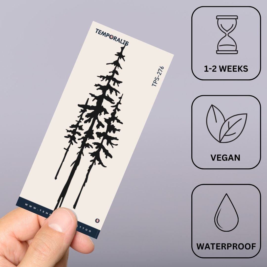Pine Trees Silhouette Temporary Tattoo - 3 | Temporalis
