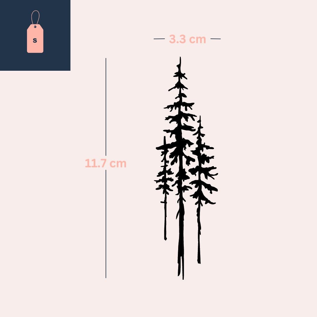 Pine Trees Silhouette Temporary Tattoo - 4 | Temporalis