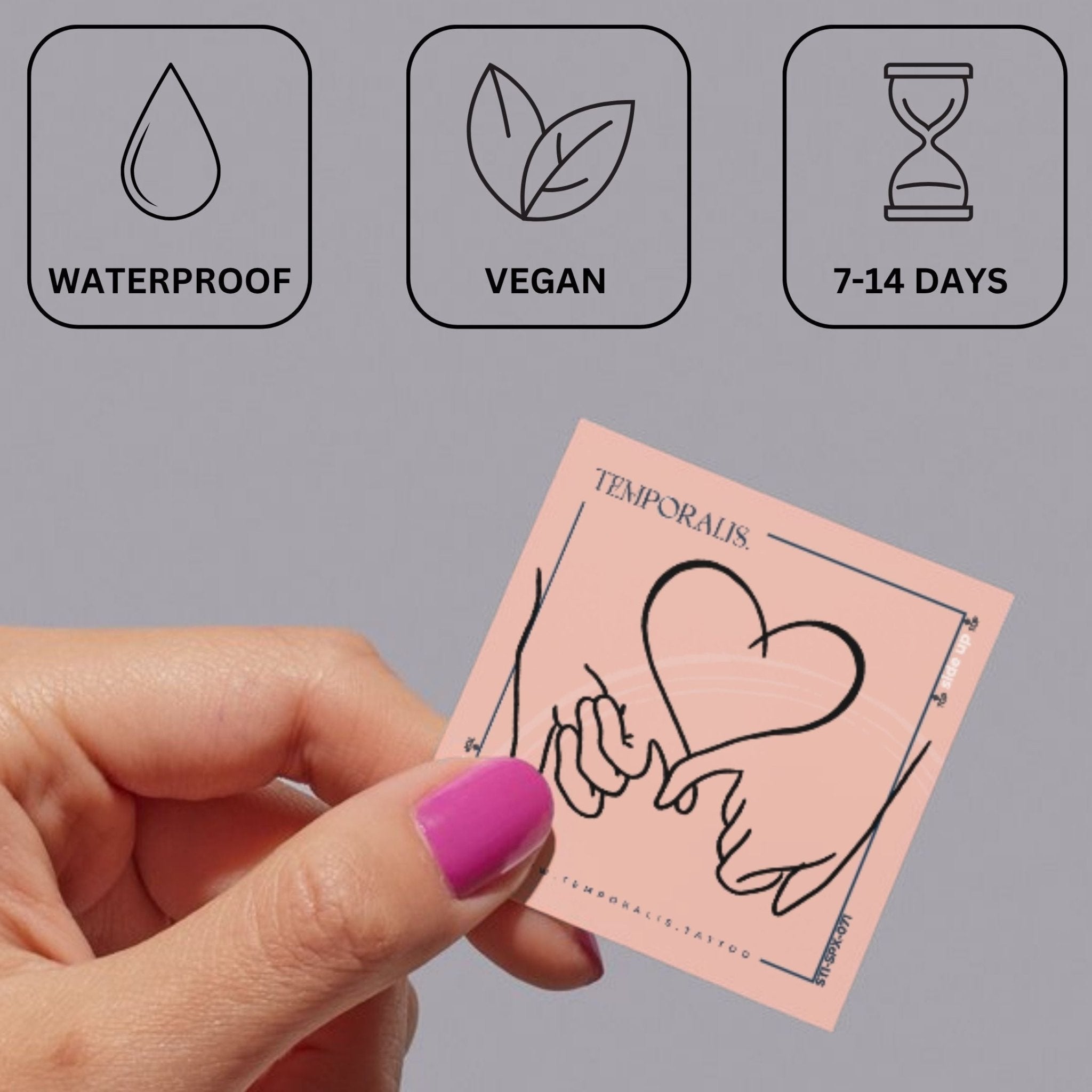 Pinky Promise Heart Hands Temporary Tattoo - 3 | Temporalis