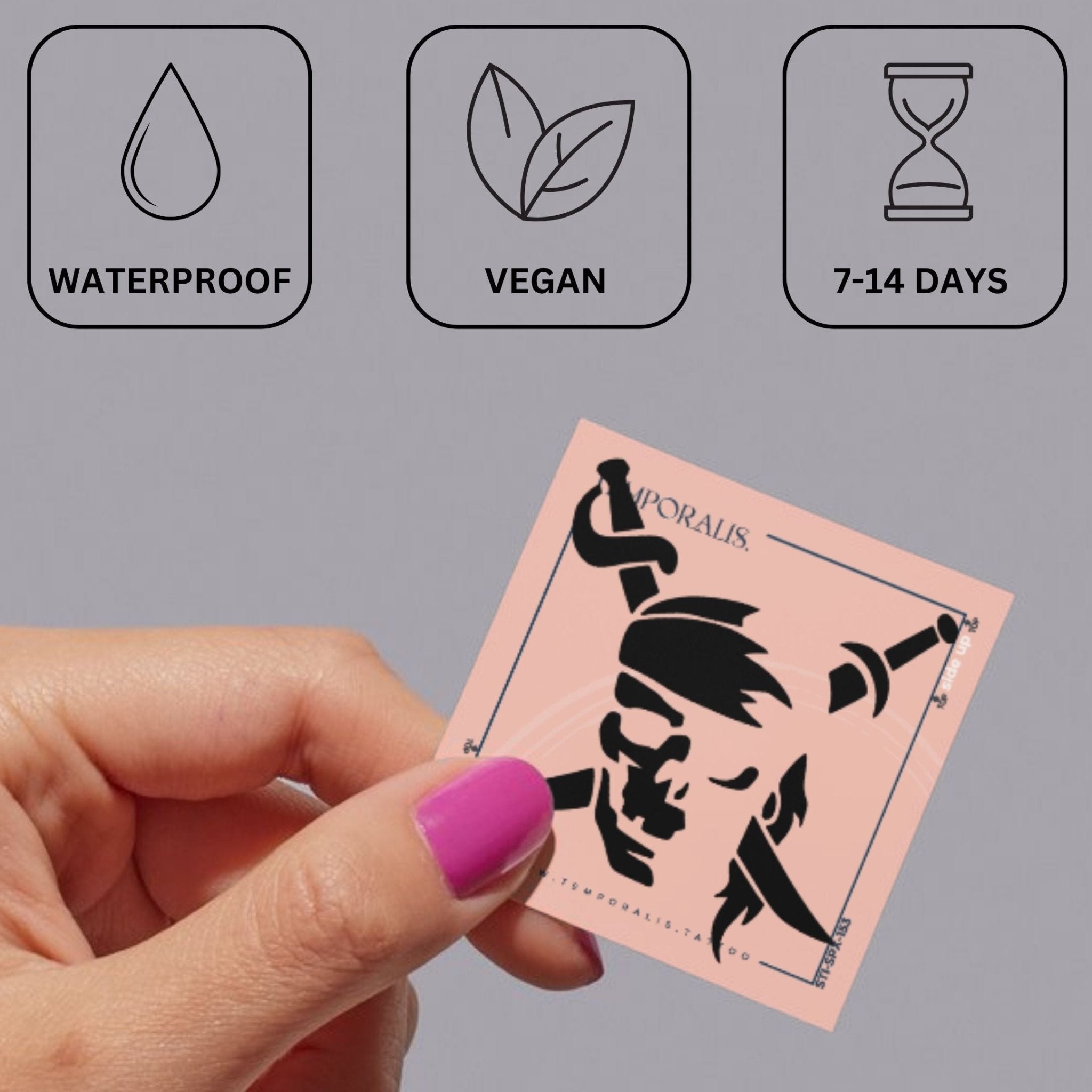 Pirate skull with crossed swords temporary tattoo 4 - Temporalis