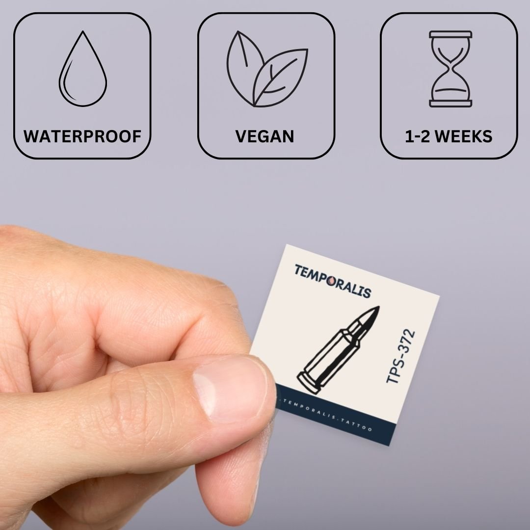 Pistol bullet temporary tattoo - 3 | Temporalis