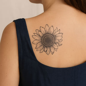 Realistic sunflower bloom temporary tattoo - 1 | Temporalis