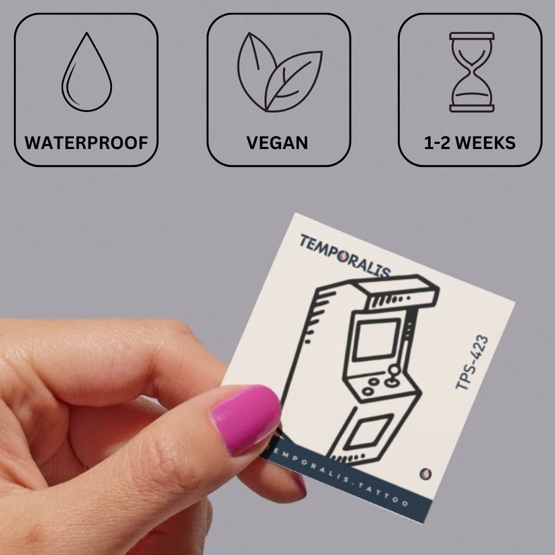 Retro arcade cabinet temporary tattoo - 3 | Temporalis