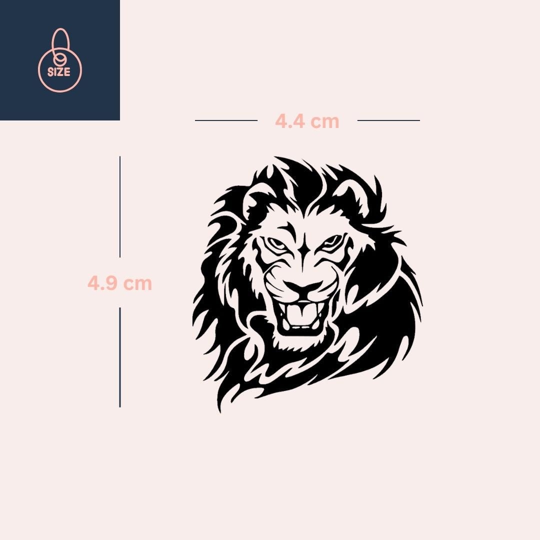 Roaring lion head temporary tattoo 3 - Temporalis