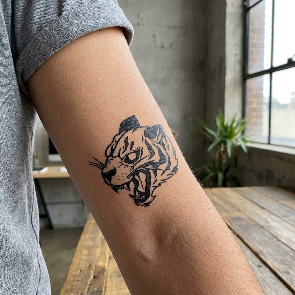 Roaring Tiger Head Tattoo - 1 | Temporalis