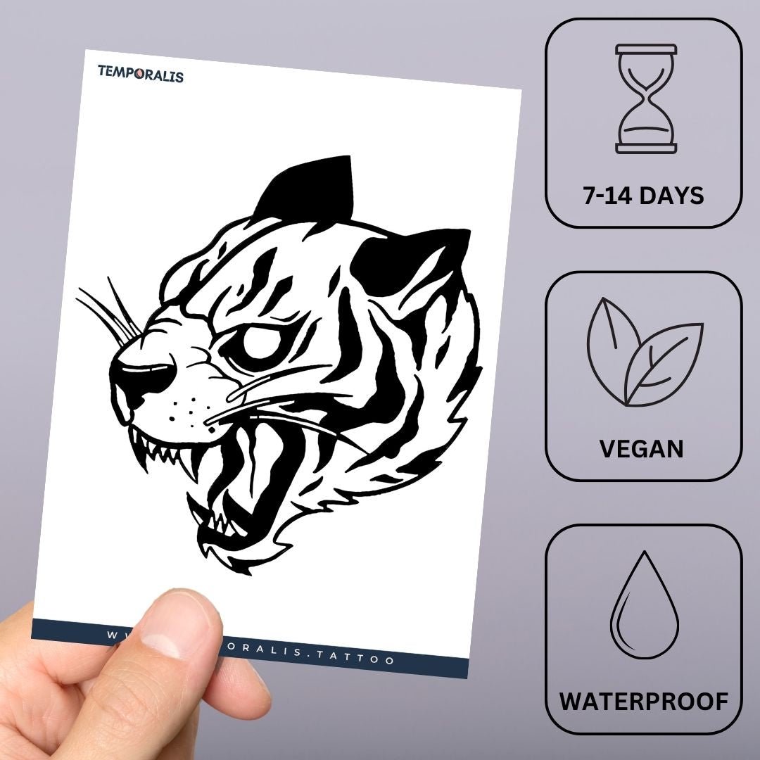 Roaring Tiger Head Tattoo - 3 | Temporalis