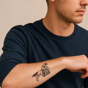 Rodeo cowboy on bucking horse temporary tattoo - 1 | Temporalis