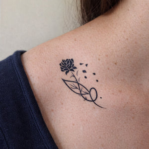 Rose Feather Infinity Tattoo - 1 | Temporalis
