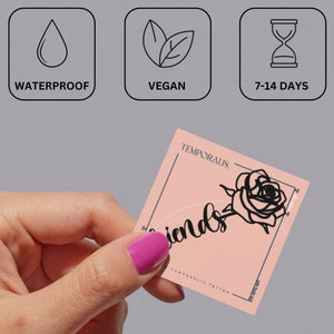 Rose 'friends' script temporary tattoo - 3 | Temporalis