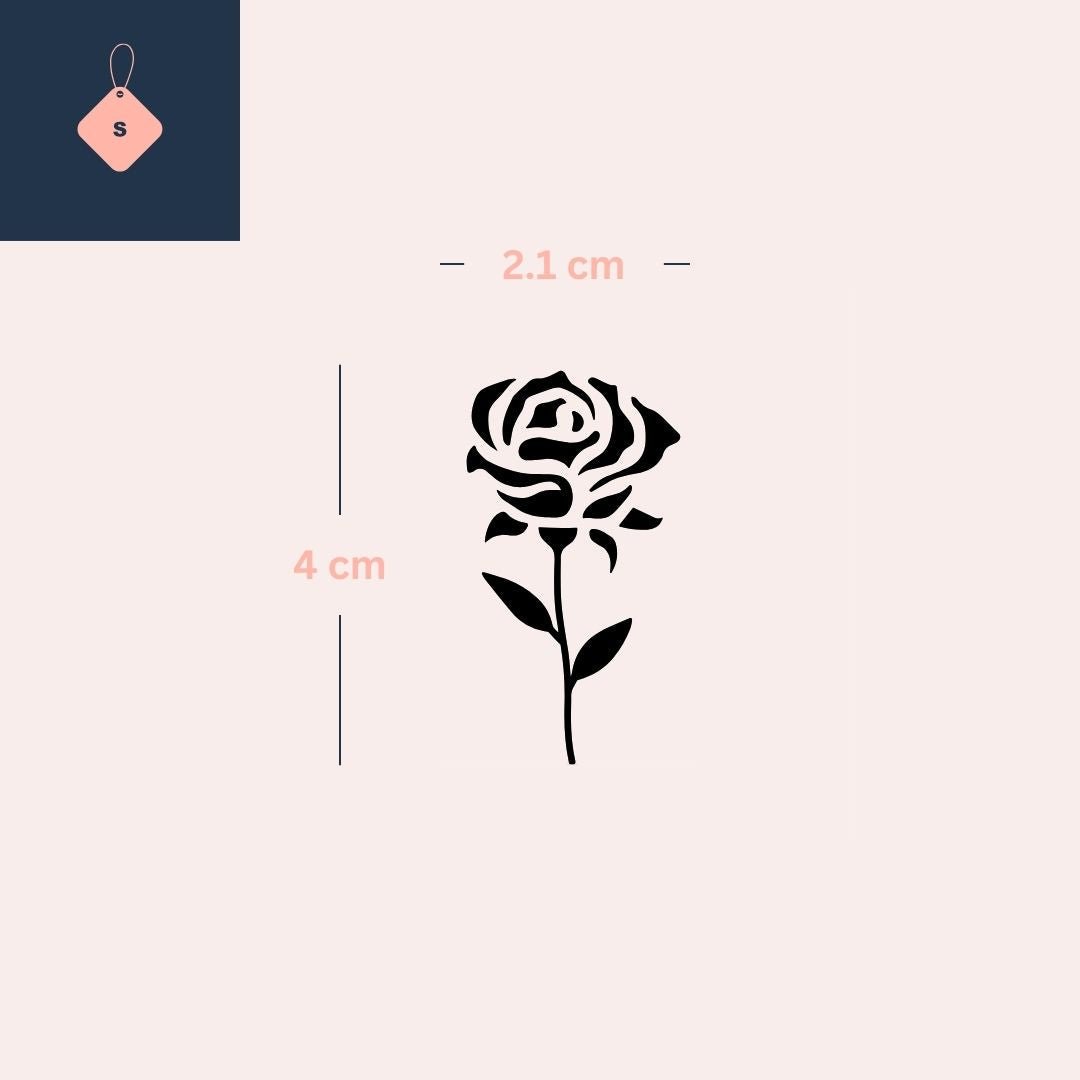 Rose temporary tattoo with stem and leaves - 4 | Temporalis