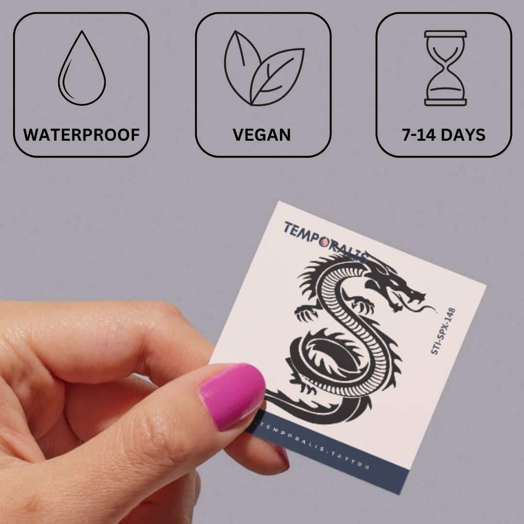 S - shaped tribal dragon temporary tattoo - 3 | Temporalis