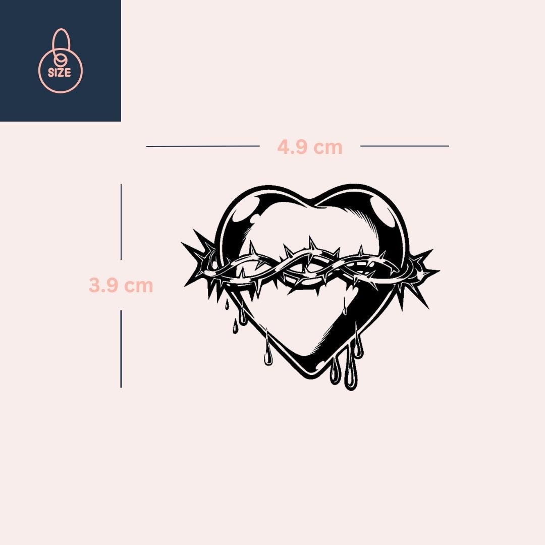 Sacred Heart temporary tattoo with crown of thorns - 4 | Temporalis