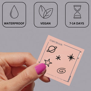 Saturn & stars fine line temporary tattoo - 3 | Temporalis