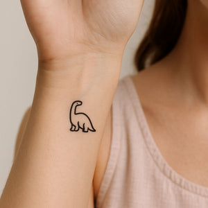 Sauropod dinosaur temporary tattoo in bold outline - 1 | Temporalis
