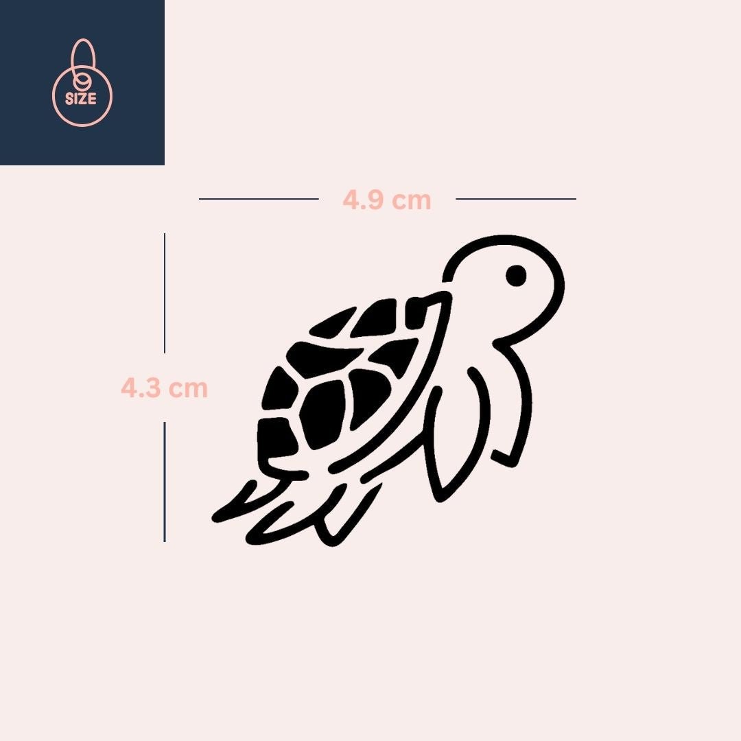 Sea Turtle Temporary Tattoo, Geometric Shell, Fine Line - 4 | Temporalis