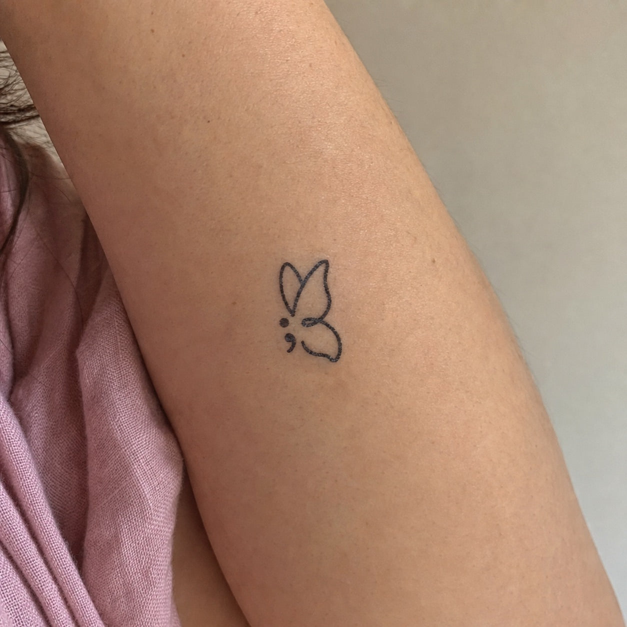 Semicolon butterfly temporary tattoo - 1 | Temporalis