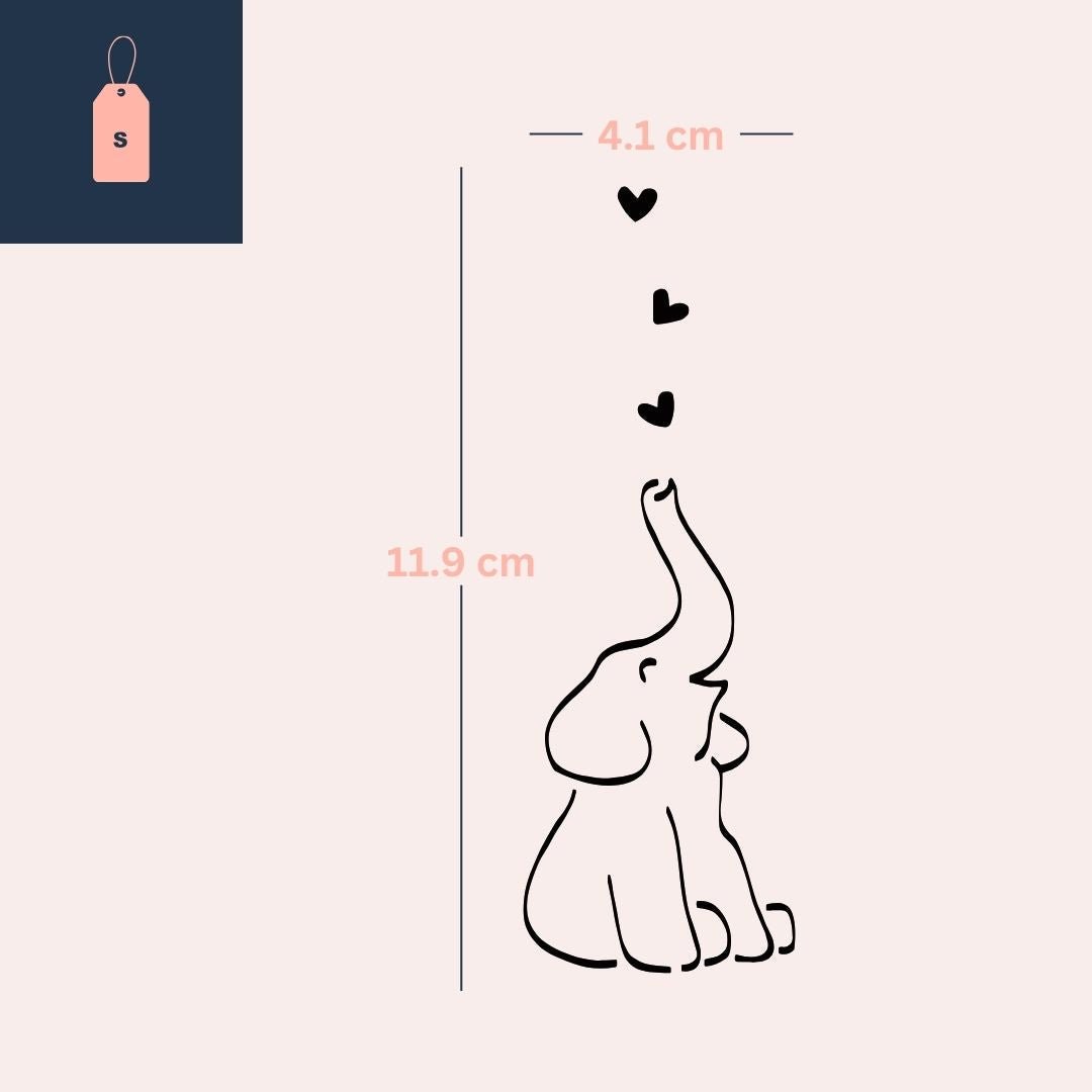 Sitting elephant with hearts temporary tattoo - 4 | Temporalis