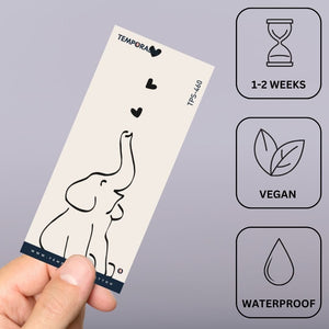Sitting elephant with hearts temporary tattoo - 3 | Temporalis