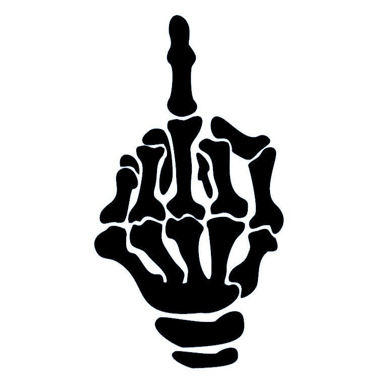 Skeleton hand middle finger temporary tattoo - 2 | Temporalis