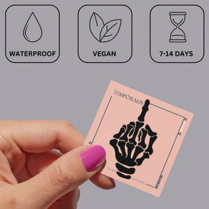 Skeleton hand middle finger temporary tattoo - 3 | Temporalis