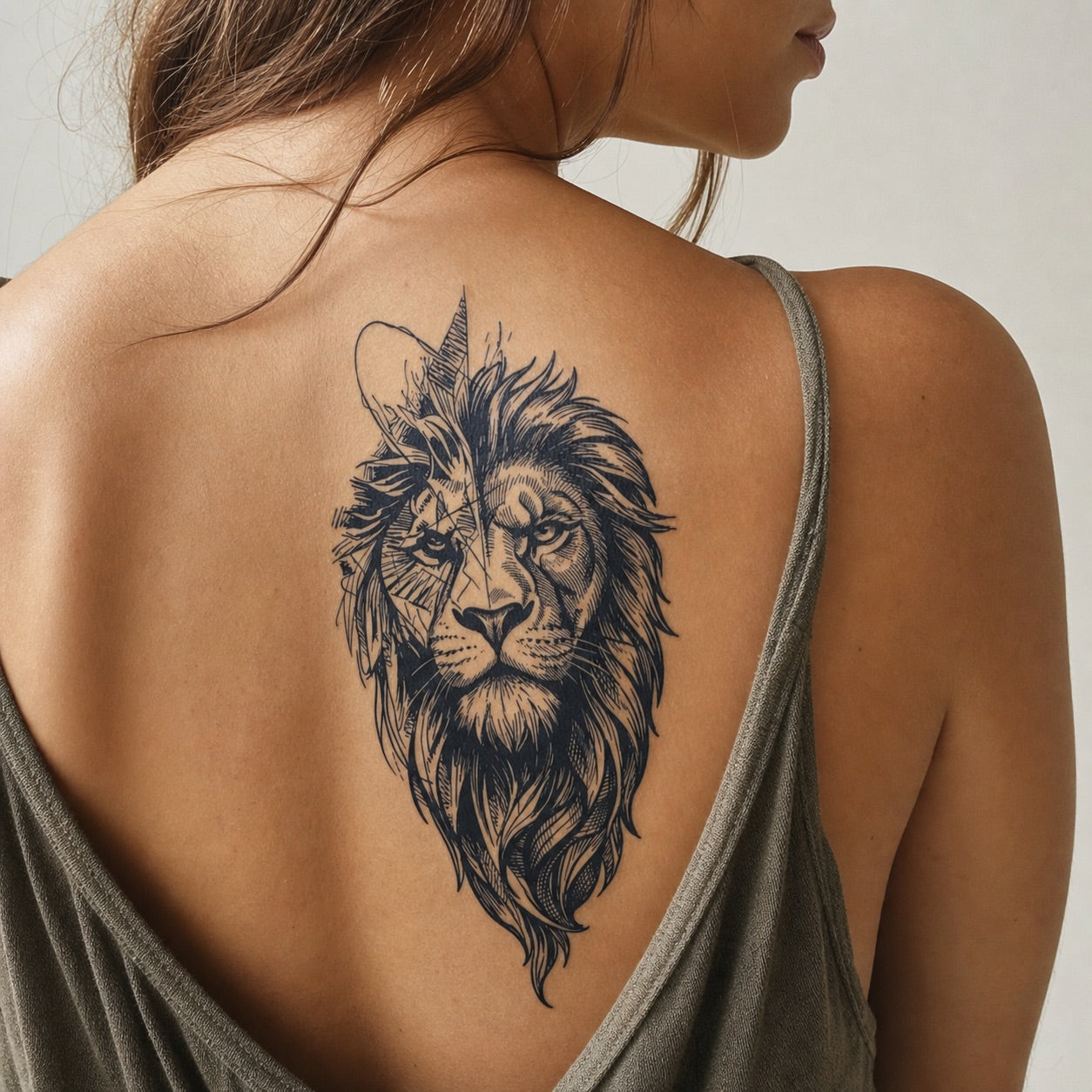 Sketch - Style Lion Temporary Tattoo - 1 | Temporalis