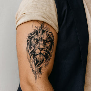Sketch - Style Lion Temporary Tattoo - 1 | Temporalis