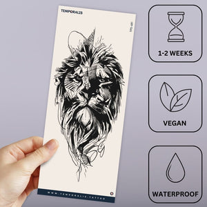 Sketch - Style Lion Temporary Tattoo - 3 | Temporalis
