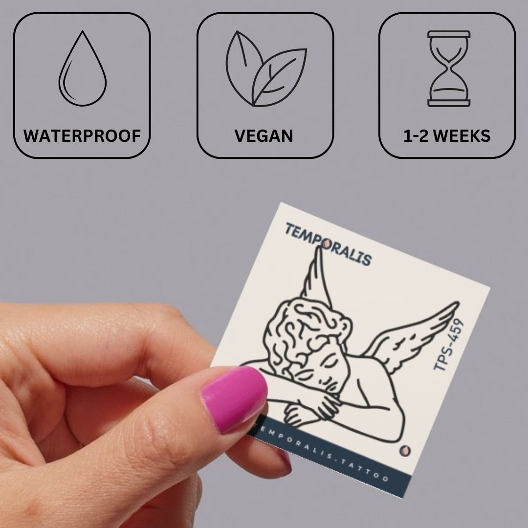 Sleeping angel fine line temporary tattoo - 3 | Temporalis