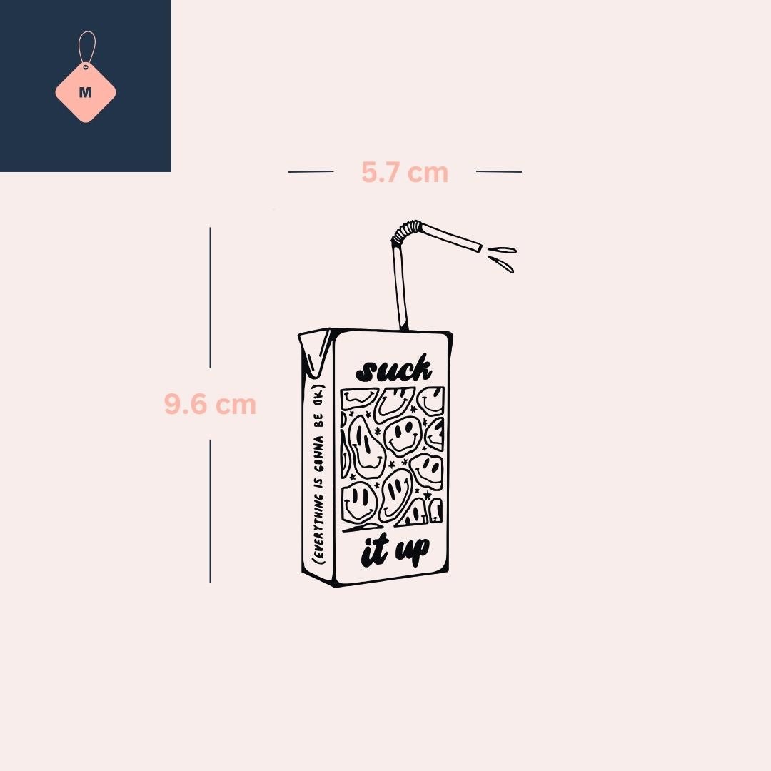Smiley juice box temporary tattoo – 'suck it up' - 4 | Temporalis
